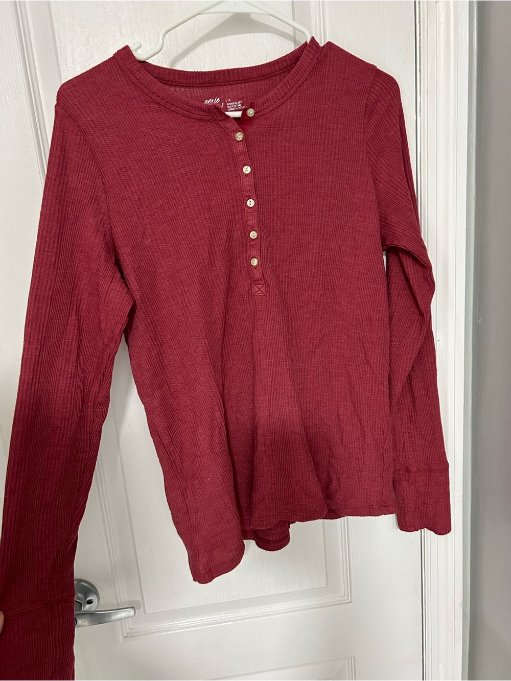 Aerie- Waffle Rib Long Sleeve Henley Shirt ❤️